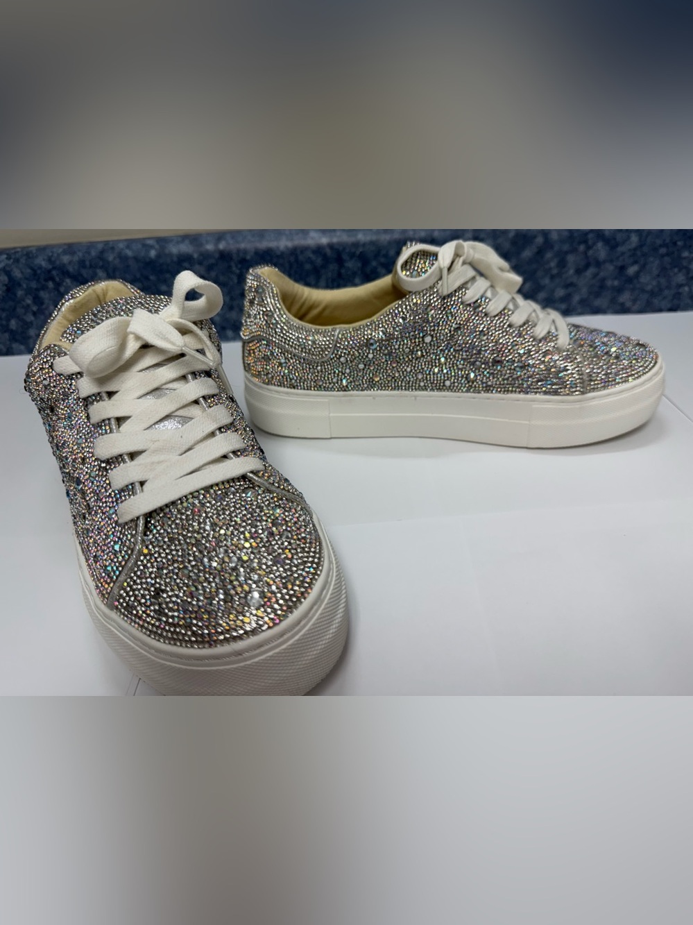 Betsey Johnson SB-SIDNY Rhinestone Sneakers Women’s 9 Crystal Bling Shoes - Picture 12 of 16